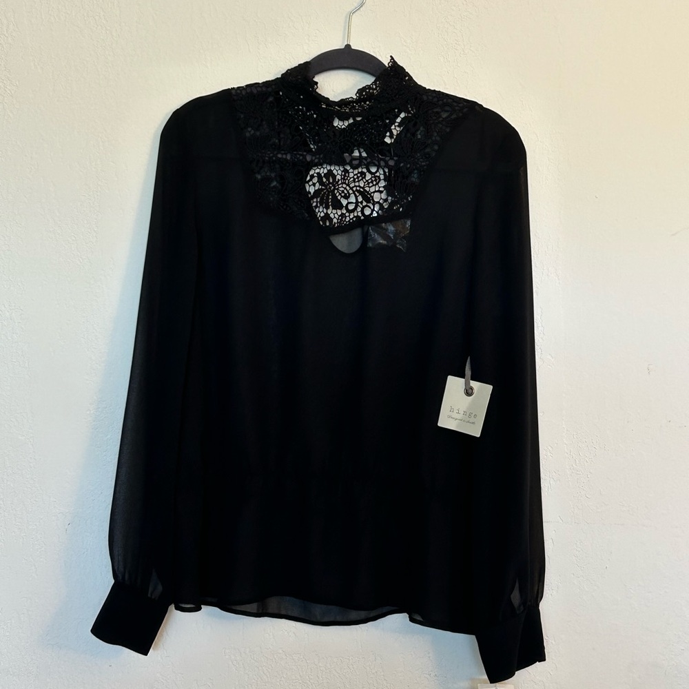 Hinge Lace Mock Neck Blouse